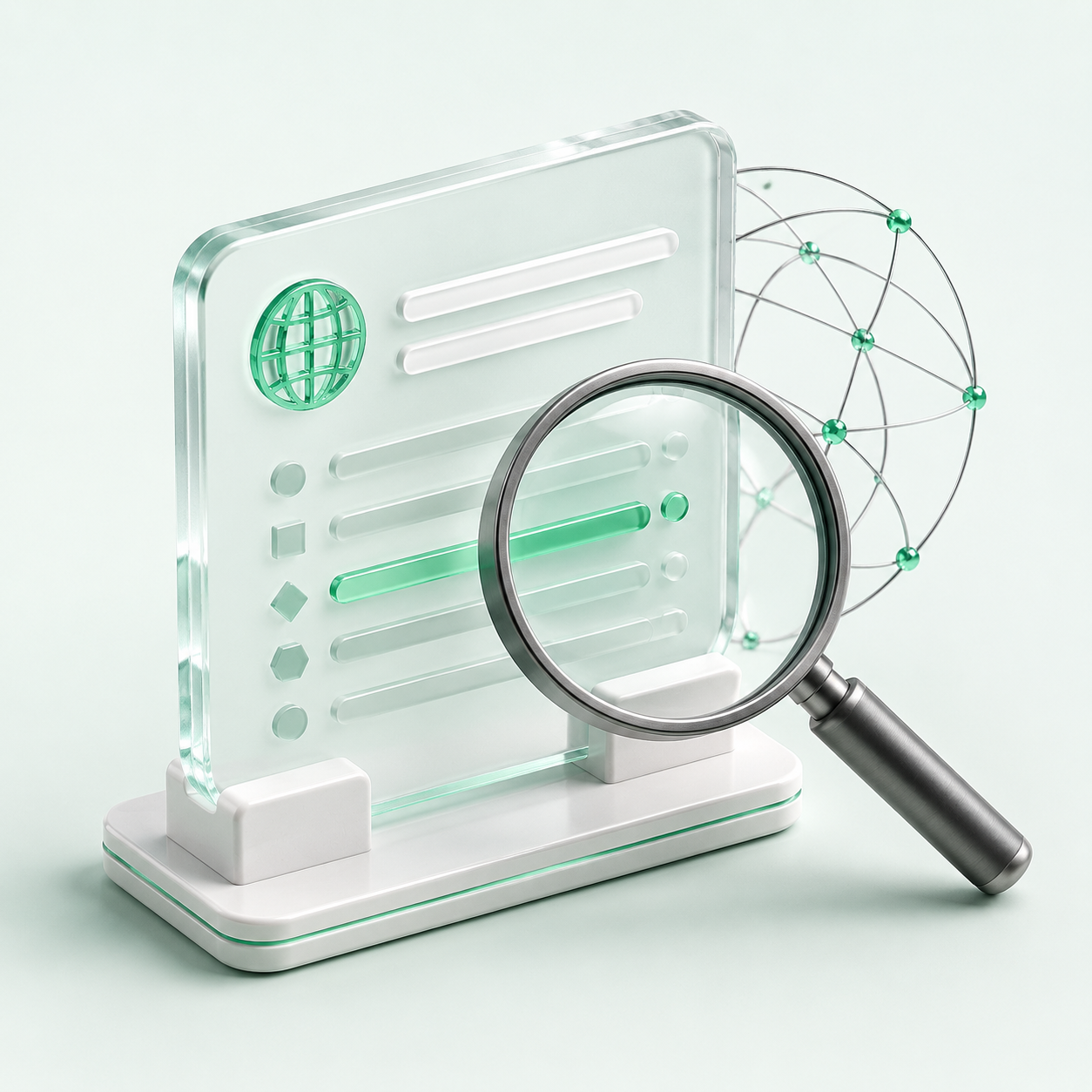 Карточка домена под увеличительным стеклом — поиск данных WHOIS